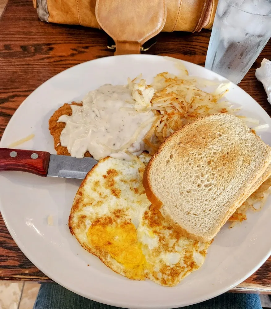 Chicken Fried Steak and Eggs and Toast